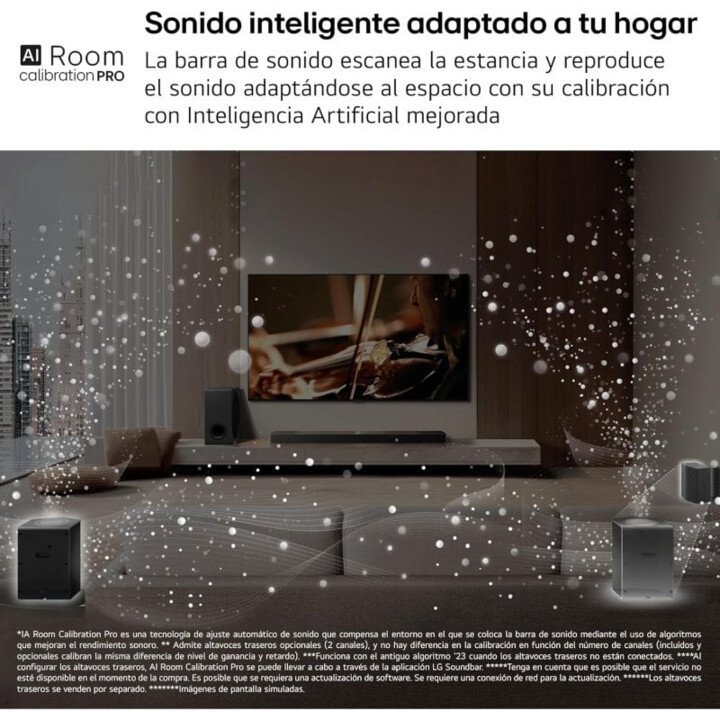 Soundbar pour TV - LG S90ty, Bluetooth, 570W, 5.1.3 Channels avec subwoofer, Dolby Atmos, DTS: X, Ai Ready, Black