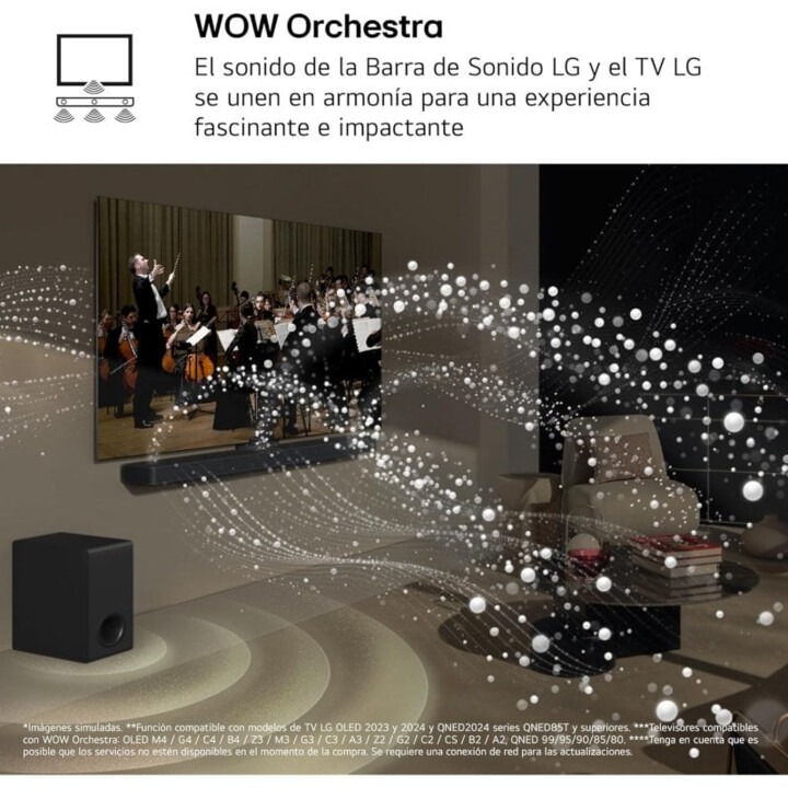 Soundbar pour TV - LG S90ty, Bluetooth, 570W, 5.1.3 Channels avec subwoofer, Dolby Atmos, DTS: X, Ai Ready, Black