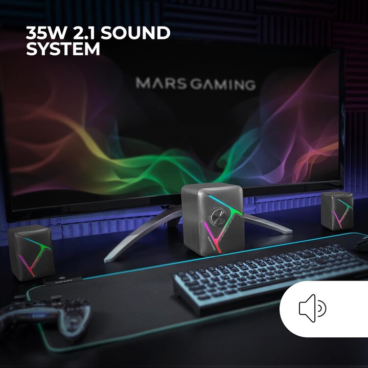 MS-H21 35W RGB 2.1 Altoparlanti da gioco e subwoofer, sistema di driver surround 3D invertito