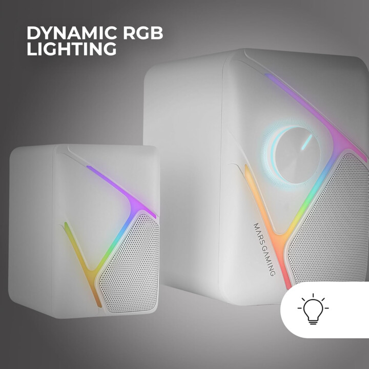 Altoparlanti da gioco MSH21W, subwoofer RGB 2.1 + 35W, sistema surround 3D invertito, bianco