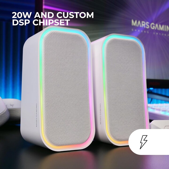 Mars Gaming MS-OM Altavoces Bluetooth 20W RGB Blanco