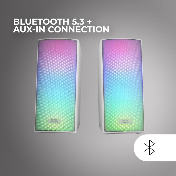 Altavoces Compactos Mars Gaming MSRGB2 Bluetooth 5.3 RGB DSP Frontal 15W Blanco