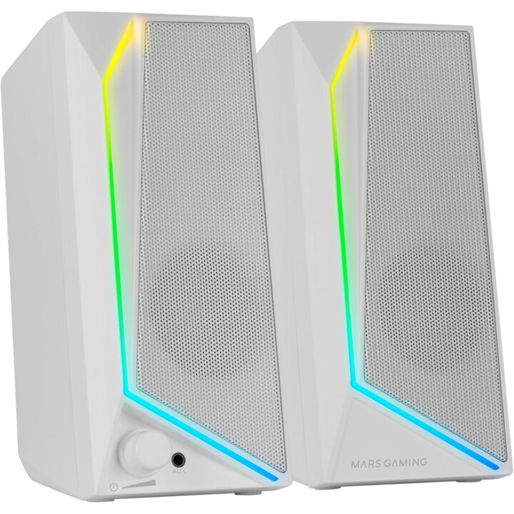 Mars Gaming MS72 15W Gaming -Lautsprecher, RGB Flow Lighting, Weiß