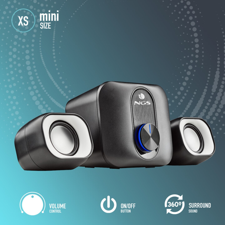 NGS COMET 2.1 MINI PC Multimídia Estéreo PC com subwoofer, USB alimentado e entrada de Aux de 3,5 mm