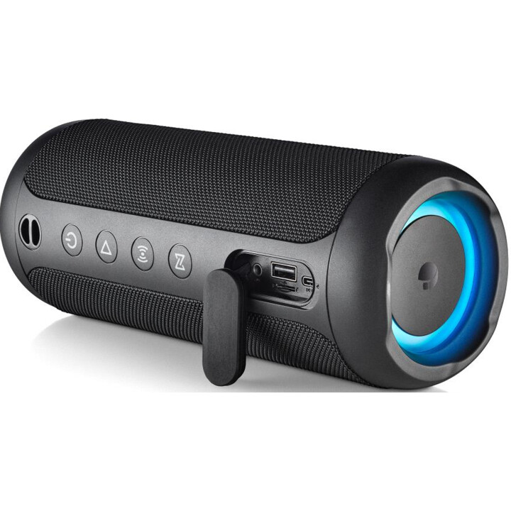 Roller Furia 2 Black portable Bluetooth speaker with FM radio and IPX7 waterproofing