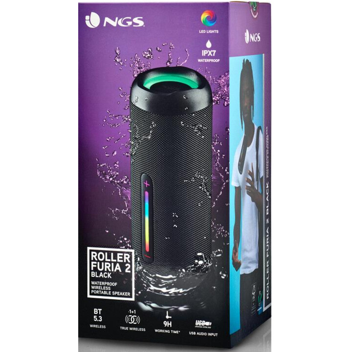 Roller Furia 2 Altoparlante Bluetooth portatile nero con radio FM e impermeabilizzazione IPX7