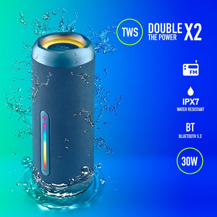Roller Furia 2 Blue BT Lautsprecher, 30W, IPX7 wasserdicht, USB/FM/TF