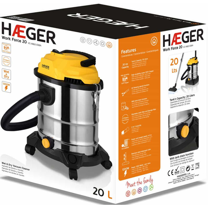 HAEGER LA FORME DE TRAVAIL CESSAGEMENT ET SEC SECT, 20L, 1200W