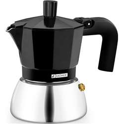Indução de Monix Aço inoxidável Italiano Cafeteira, 3 xícara de xícara, preto