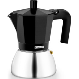 Monix induction inox caffettiera italiana, alluminio e acciaio inossidabile, capacità di 6 tazze, nero