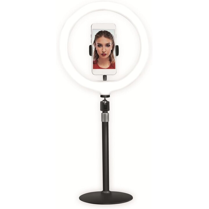 Logilink AA0152 - Lumière à anneaux LED (25 cm de diamètre) avec support de smartphone