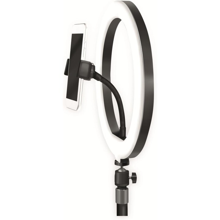 Logilink AA0152 - Lumière à anneaux LED (25 cm de diamètre) avec support de smartphone