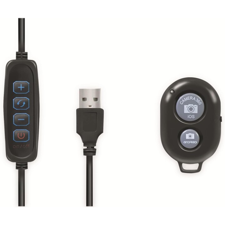 Logilink AA0152 - Luce ad anello LED (diametro di 25 cm) con supporto per smartphone