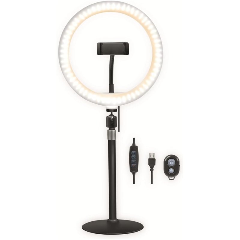 Logilink AA0152 - LED -Ringlicht (25 cm Durchmesser) mit Smartphone -Halter