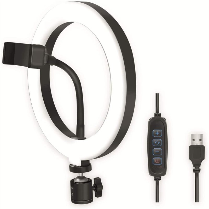 Logilink Smartphone-Ringlicht. DM 20cm. 1,8m Kabel