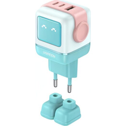 UGREEN Uno RG 65W 3-Port GaN Schnellladegerät rosa blau