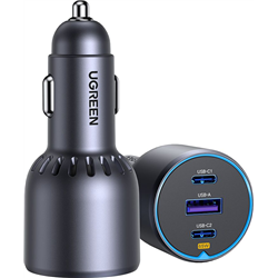 UGREEN 75W 3-Port Fast Car Charg gray