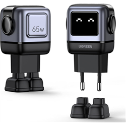 Caricabatterie rapido UGREEN Uno RG 65W a 3 porte GaN EU nero