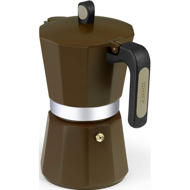 Cafetera Italiana de Aluminio Monix New Cream 12 Tazas Marrón