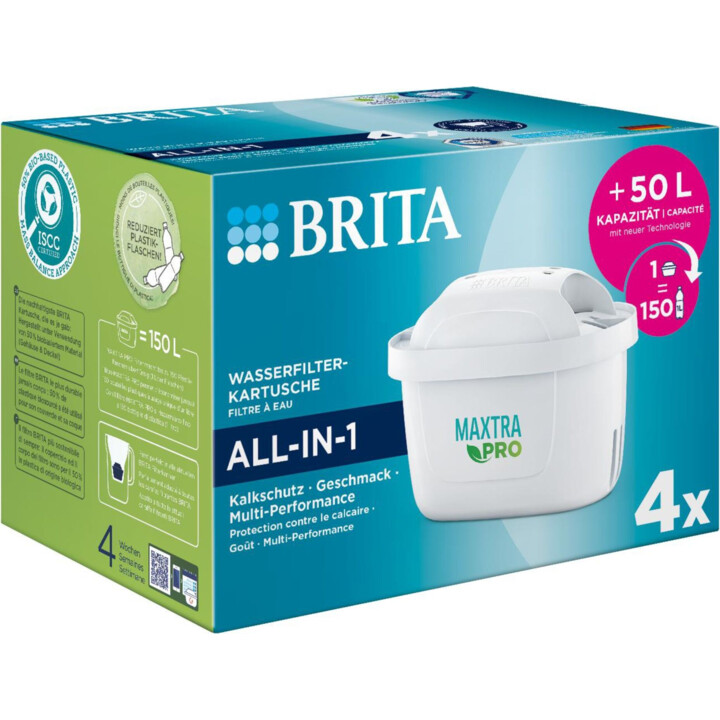 Filtro per acqua da tavolo BRITA Maxtra Pro, confezione da 4 cartucce filtranti