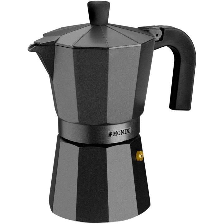 Cafetera Italiana Monix M640009 Vitro Noir de Aluminio 9 Tazas, Negra