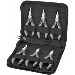 Estuche para alicates electrónicos con herramientas para trabajar en componentes electrónicos 6 piezas, longitud 215 mm