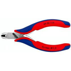 Alicates de corte para electrónica, longitud 115 mm, superficie pulida a espejo, mangos multicomponente