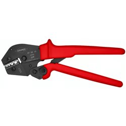 Alicates de crimpeado para uso con dos manos, longitud 250 mm, superficie lacada, mangos recubiertos de plástico
