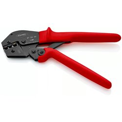 Alicate de crimpagem para operação de duas mãos, comprimento 250 mm, lacada de superfície, agarra a revestida de plástico