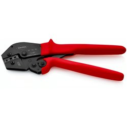 Alicates de crimpeado para uso con dos manos, longitud 250 mm, superficie lacada, mangos recubiertos de plástico