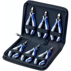 Estuche para alicates electrónicos con herramientas para trabajar en componentes electrónicos 6 piezas, longitud 215 mm
