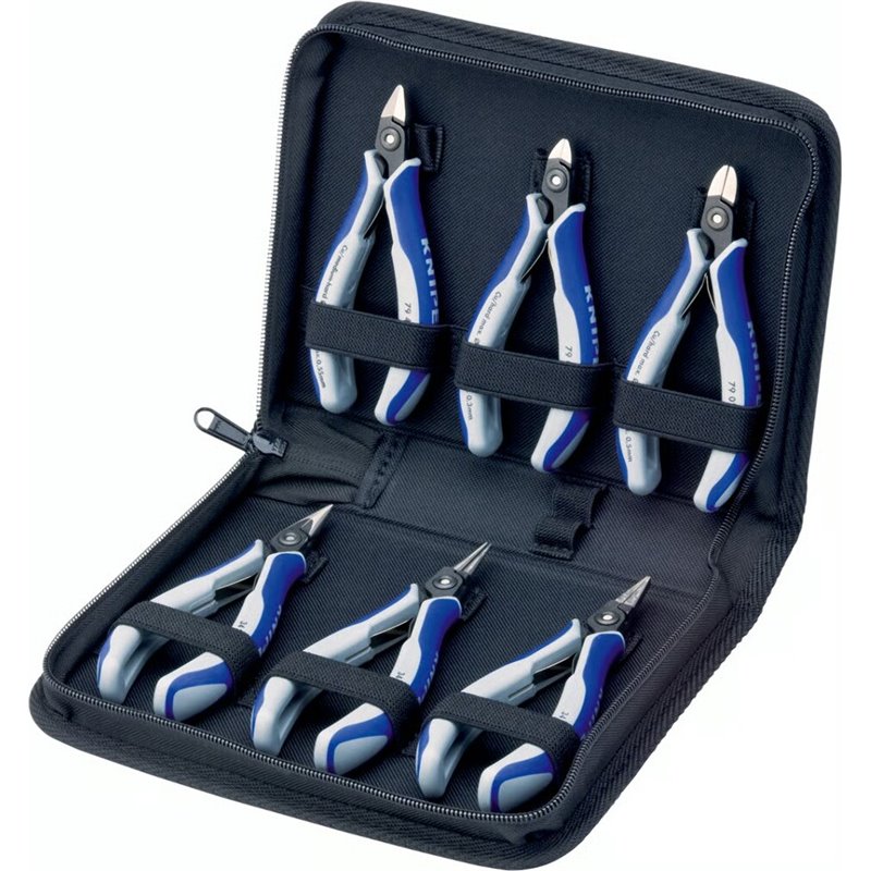 Estuche para alicates electrónicos con herramientas para trabajar en componentes electrónicos 6 piezas, longitud 215 mm