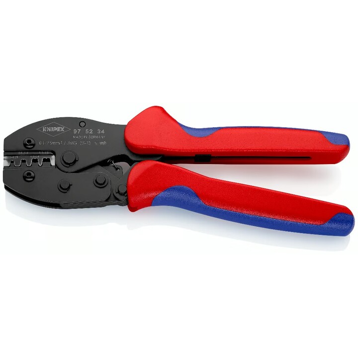 Alicates de crimpagem de precipitação de knipex, comprimento de 220 mm de superfície lacada, garras com vários componentes