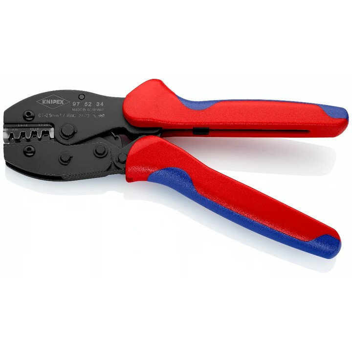 Alicates de crimpagem de precipitação de knipex, comprimento de 220 mm de superfície lacada, garras com vários componentes