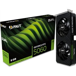 Carte graphique | PALIT | NVIDIA GeForce RTX 5060 | 8 Go | GDDR7 | 128 bits | PCIE 5.0 16x | Ventilateur double emplacement | 3x
