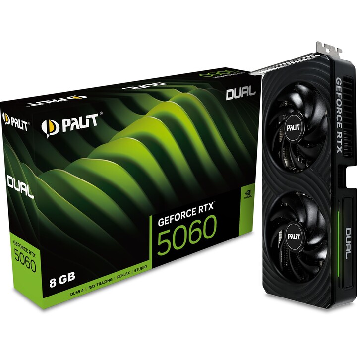 Carte graphique | PALIT | NVIDIA GeForce RTX 5060 | 8 Go | GDDR7 | 128 bits | PCIE 5.0 16x | Ventilateur double emplacement | 3x