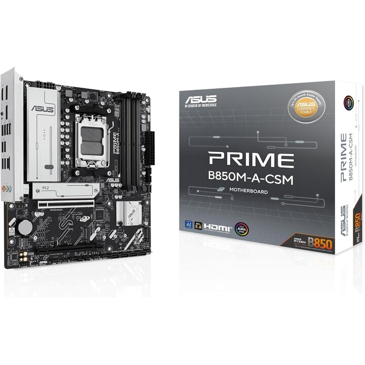 Placa base | ASUS | AMD B850 | SAM5 | Micro-ATX | Memoria DDR5 | Ranuras de memoria: 4 | 1 PCI-Express 4.0 16x | 1 PCI-Express 5