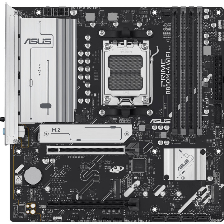 Mainboard|ASUS|AMD B850|SAM5|Micro-ATX|Speicher DDR5|Speichersteckplätze 4|1xPCI-Express 4.0 16x|1xPCI-Express 5.0 16x|3xM.2|1xH