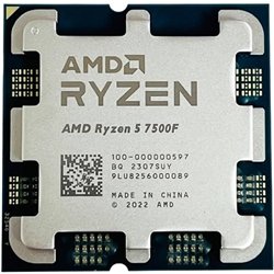 Processeur | AMD | Ordinateur de bureau | Ryzen 5 | 7500F | 3700 MHz | 6 cœurs | 6 Mo | Socket SAM5 | 65 watts | OEM | 100-00000