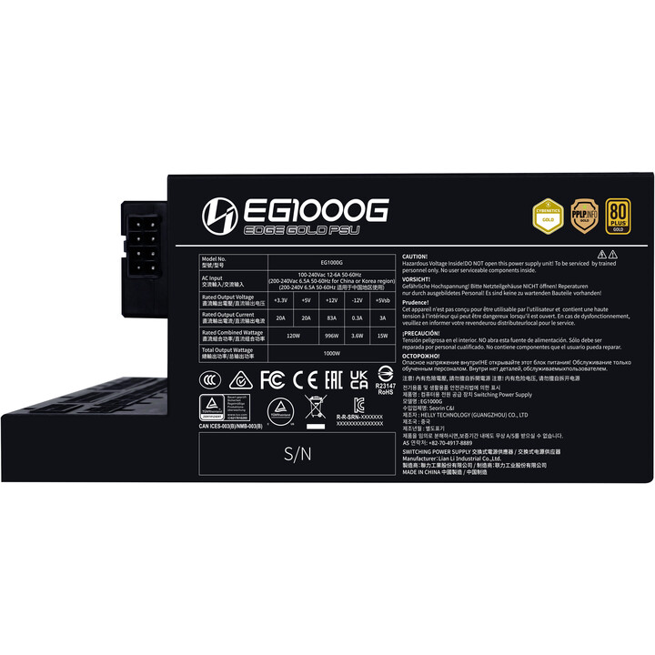 Lian Li Edge EG1000G 80 Plus Gold 1000W ATX 3.1 PCIE 5.1 Modular Preto