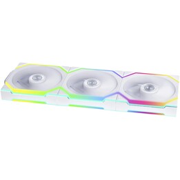 Ventilateur Lian Li Uni SL120 sans fil ARGB à pales inversées 120 mm, pack de trois, blanc