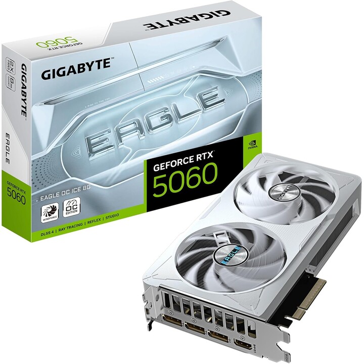 Placa de vídeo|GIGABYTE|NVIDIA GeForce RTX 5060|8 GB|GDDR7|128 bits|PCIE 5.0 16x|GPU 2550 MHz|Dissipador de ventoinha com dois s