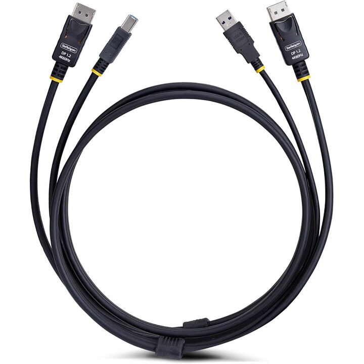 StarTech.com Cavo KVM DisplayPort e USB 5Gbps da 1,8m, Cavo Combinato DP 1.2 4K 60Hz e USB-A 3.0 per Switch KVM