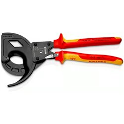 Kabelschneider (Ratschenprinzip, 3-stufige), Länge 320 mm, oberflächenlackierte, Mehrkomponentengriffe