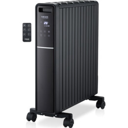 Haeger Air Pipe, chauffage numérique 2000W avec 4 modes de fonctionnement et télécommande pour le confort domestique, noir
