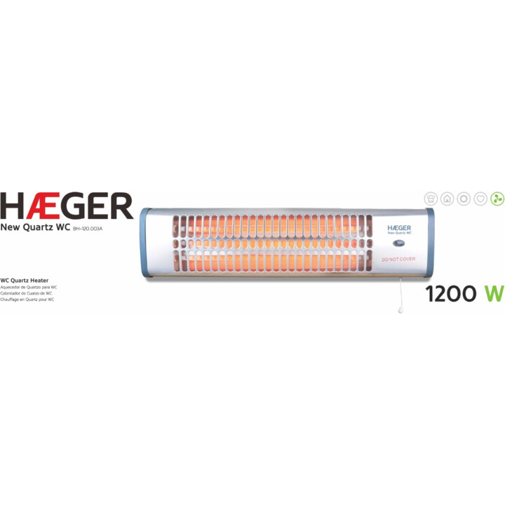 Aquecedor do banheiro - Haeger New Quartz, 1200 W, prata