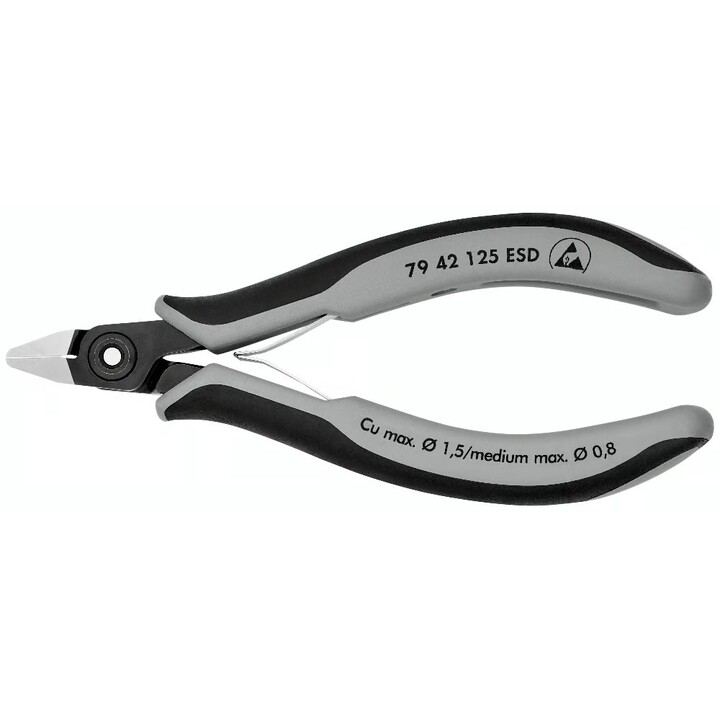 Elettronica di precisione Cutter laterale ESD, lunghezza 125 mm, laccatura superficiale, impugnature multi-componente