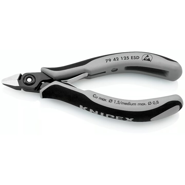 Elettronica di precisione Cutter laterale ESD, lunghezza 125 mm, laccatura superficiale, impugnature multi-componente