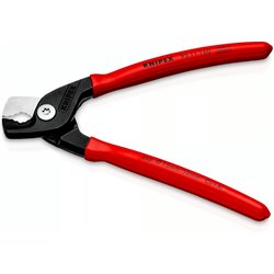 Tijeras para cables KNIPEX StepCut, longitud 160 mm, superficie lacada, mangos recubiertos de plástico