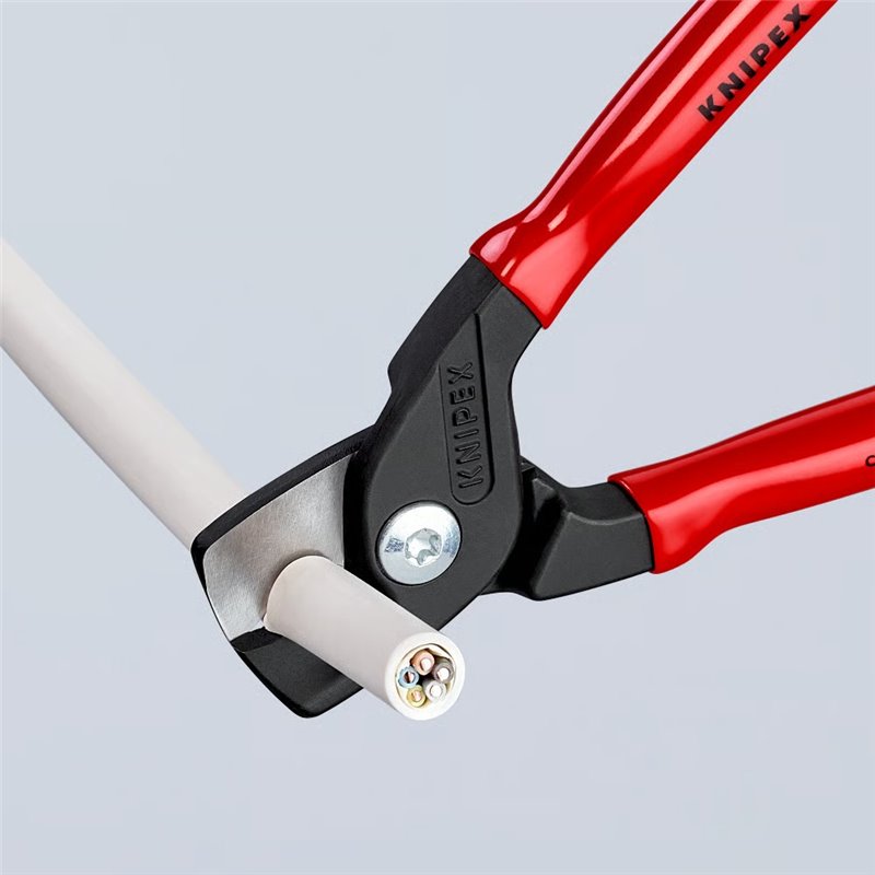 Tijeras para cables KNIPEX StepCut, longitud 160 mm, superficie lacada, mangos recubiertos de plástico